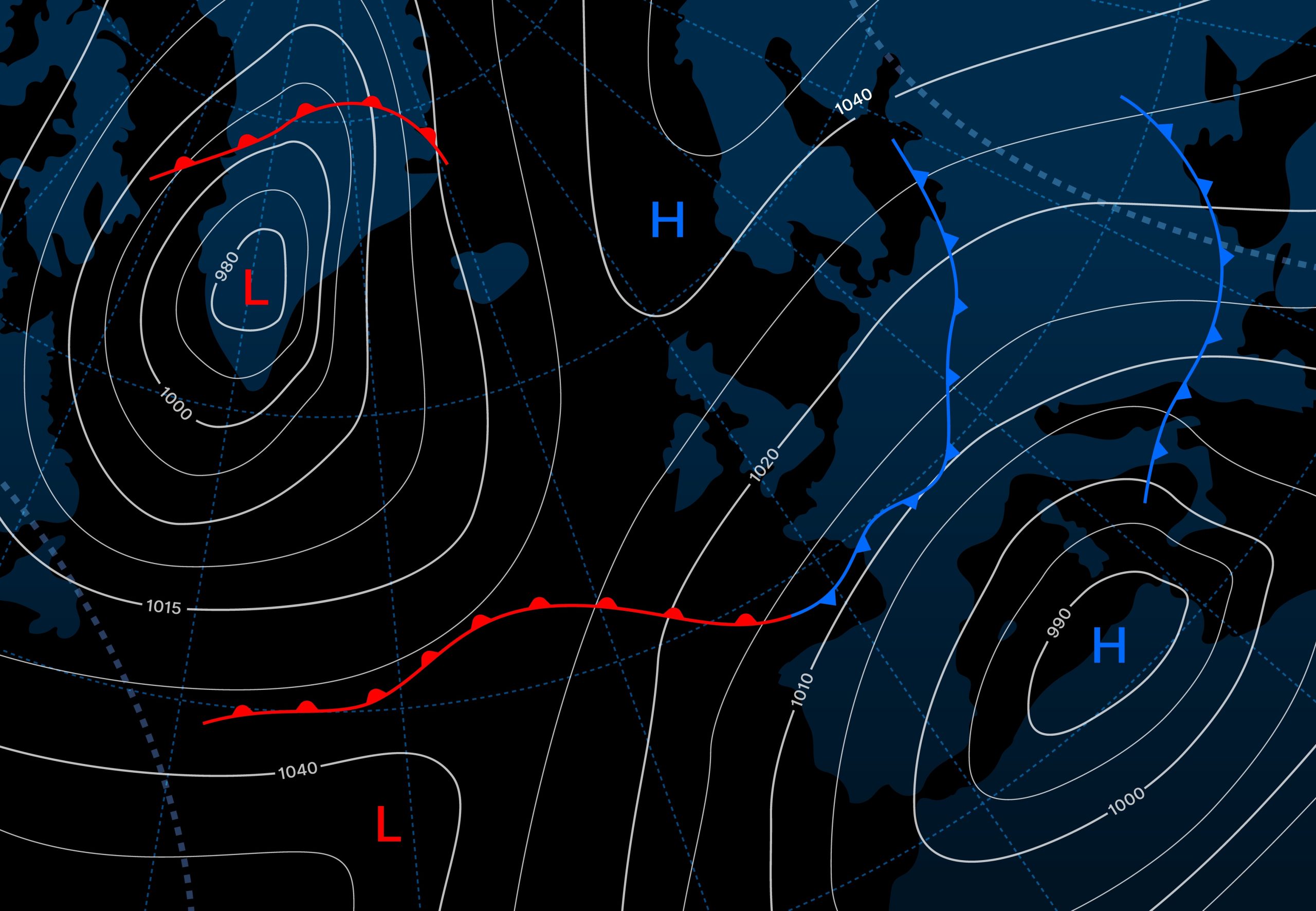 Forecast weather isobar map