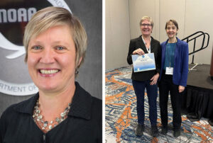 Dr. Ligia Bernardet Honored with NOAA Award. Pictured above: (from left to right) Dr. Ligia Bernardet and Dr. Dorothy Koch